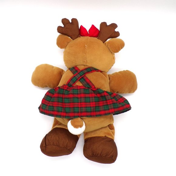 Gibson Greetings 1995 Christmas Reindeer Plush Dress Nylon Stuffed Animal Toy - Picture 3 of 7